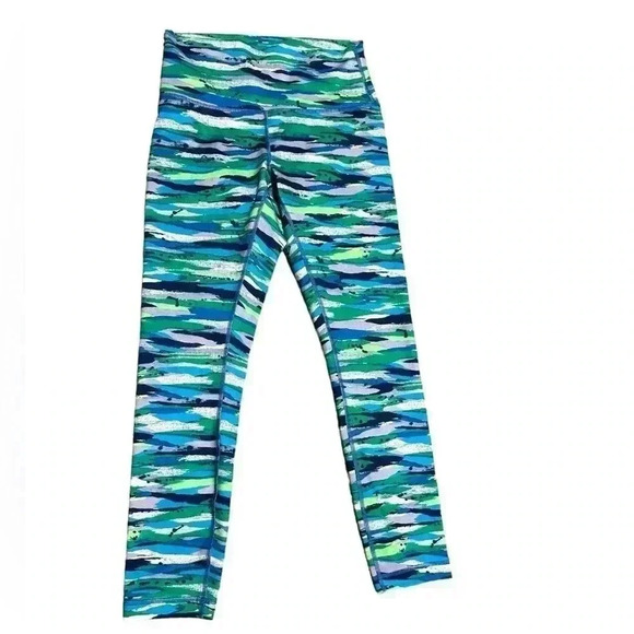 Lululemon Soul Cycle wunder under high rise crop leggings blue and green - Picture 5 of 7